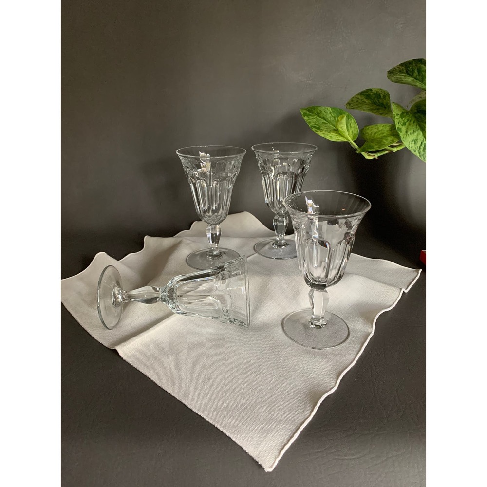 VTG French style glassware stemware set of 4 wine water drinkware 6oz